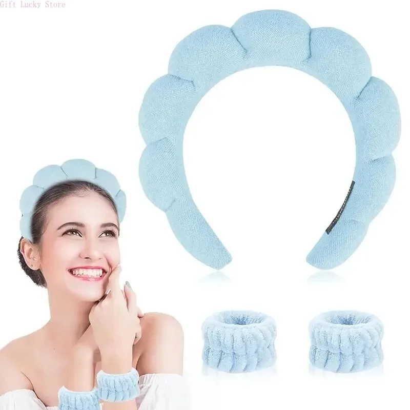 Banda para el cabello para lavar la cara, esponja de nube para ducha, banda para el cabello, banda para quitar el maquillaje, diadema suave con burbujas para el cabello, Popular en Europa y América