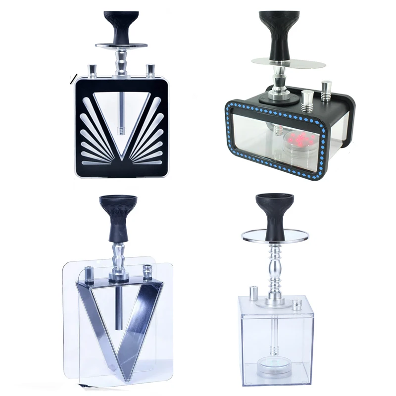 

Acrylic Hookah Shisha Pipe contain LED Light 2 Hoses Remote Control Smoking Accessories Arabic hookah bar hookah Club Party