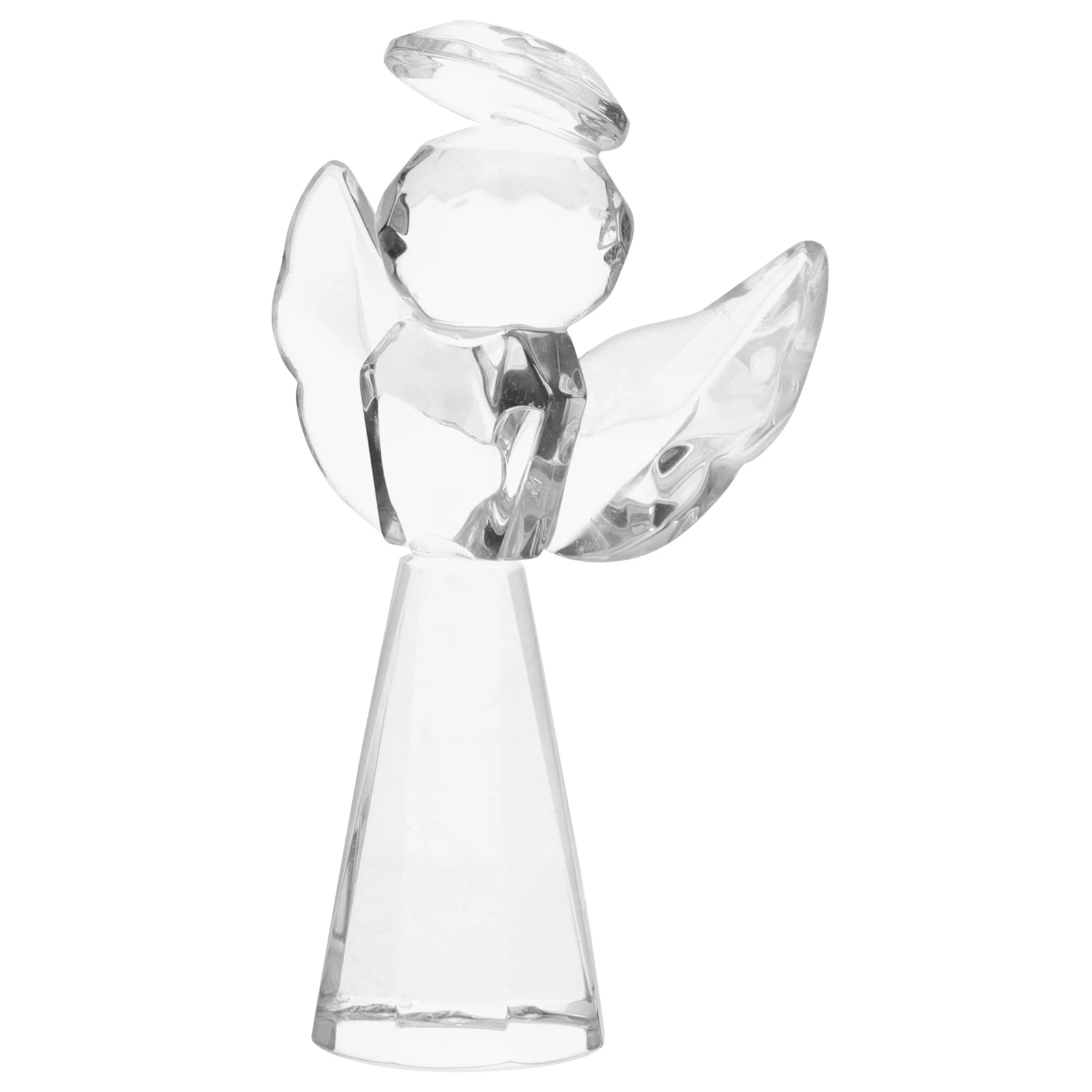 

Clear Crystal Angel Statue Polished Decorative Pray Angel Sculpture Desktop Ornament Gift for Special Festivals