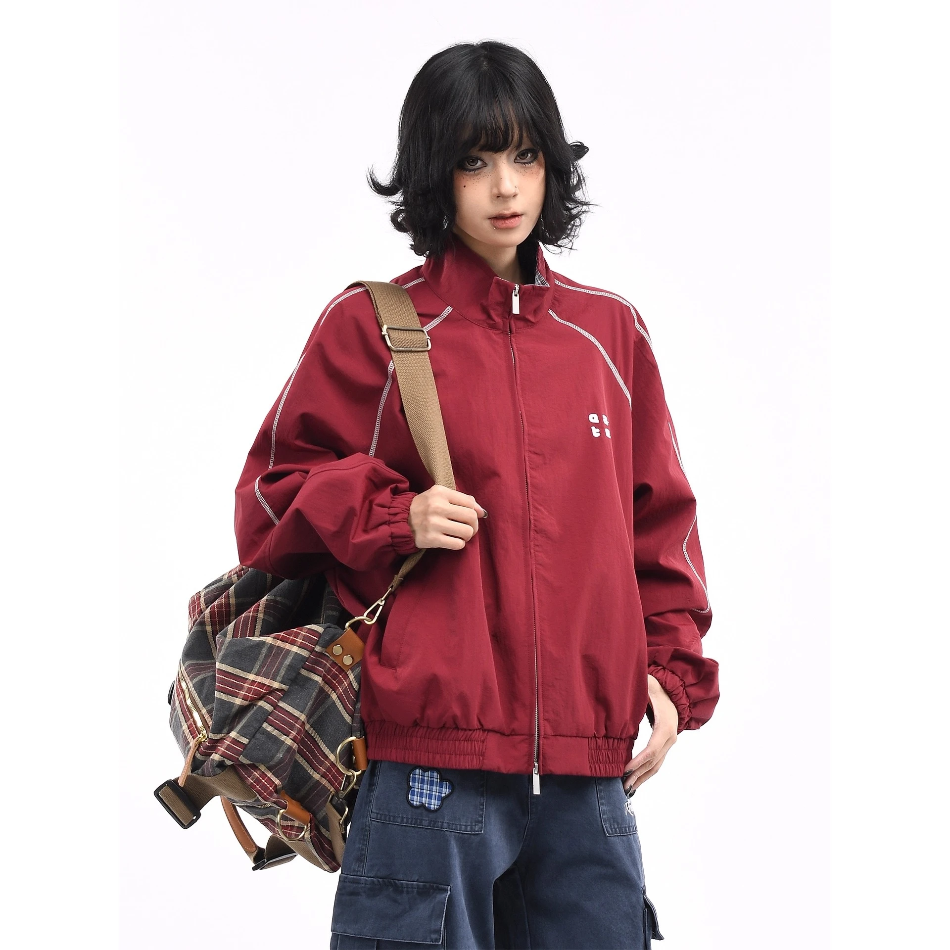 

OV Original American Retro Sewn Line Design Casual Sports Jaet for Women And Men Loose Couple Jaets Autumn Street Sle