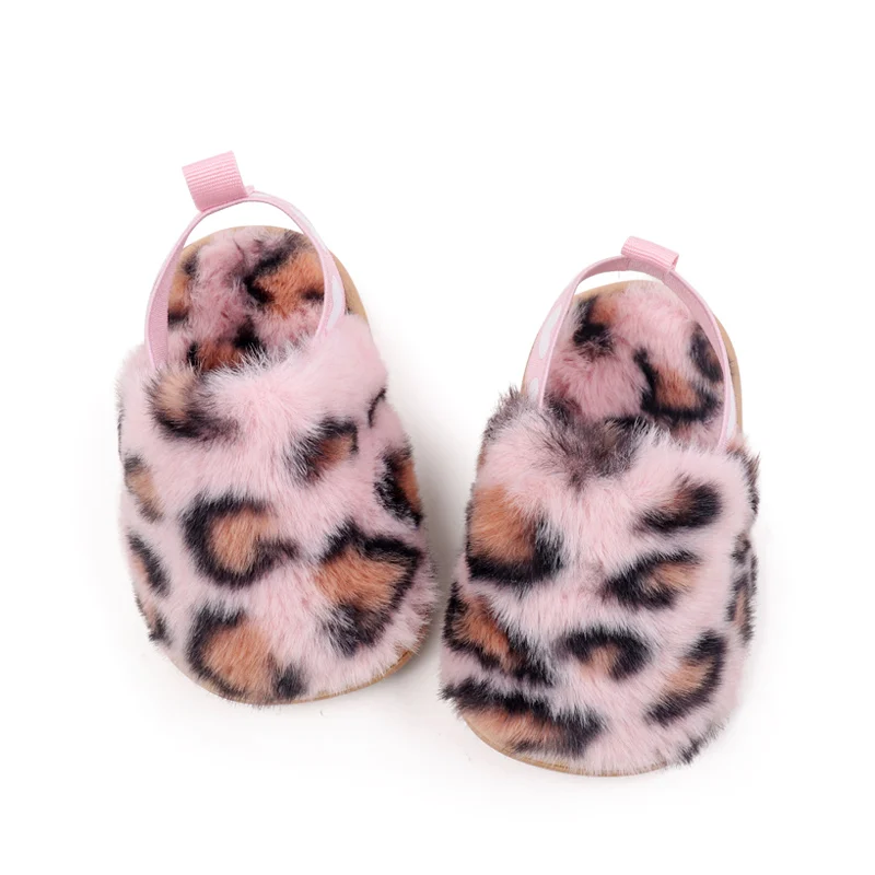 Winter Baby Plush Toe Soft Slippers Spring and Autumn Girls Boys Indoor Walking Shoes Fashion Leopard Point Toddler Infant Shoes