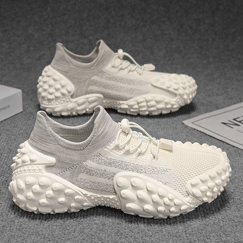 2026 New Men's Unique Tire Sole Sneakers Knit Sock Style Casual Shoes Breathable Streetwear Fashion Shoes