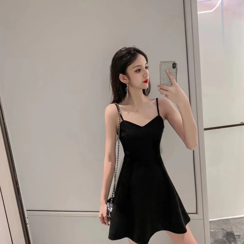 Outerwear Mid Length Sling Dress Fashion Trendy Summer Design Sexy Babe Dress Girls Streetwear Slim Dress Female