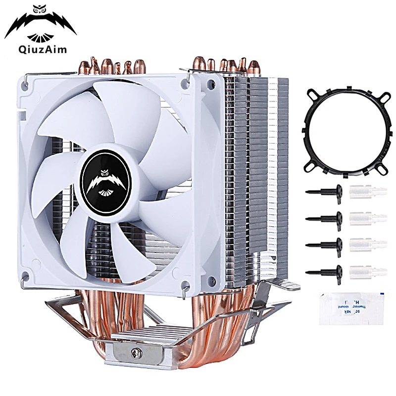 

QiuzAim CPU Cooling 90mm PWM Fan Air-Cooled AM4 AM5 Processor Efficient 6 Heat Pipe Installing LGA775 115x 1200 1700 1366 AMD PC