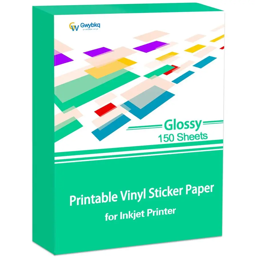 Glossy Printable Vinyl Sticker Paper for Inkjet Printer 150 Sheets 8.5x11 Adhesive White Labels Decal Papers