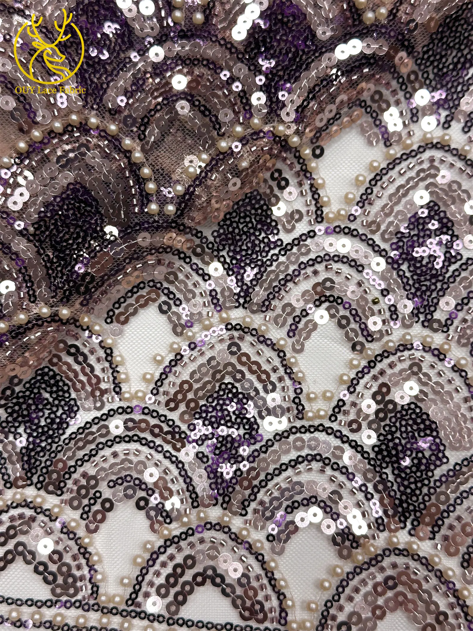 2026 Luxuriöser Afrikanischer Perlen-Spitzenstoff 5 Yards Hochwertiger Nigerianischer Französischer Pailletten-Tüll-Spitzenstoff Ideal für Hochzeiten und Bankette – Detail 28
