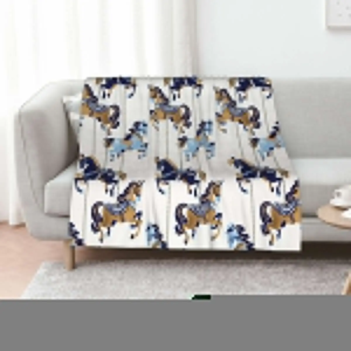 Carousel Horses a?? Copper & Blue Throw Blanket Soft Beds Luxury Thicken Soft Big warm winter for winter Sofa Throw Blankets