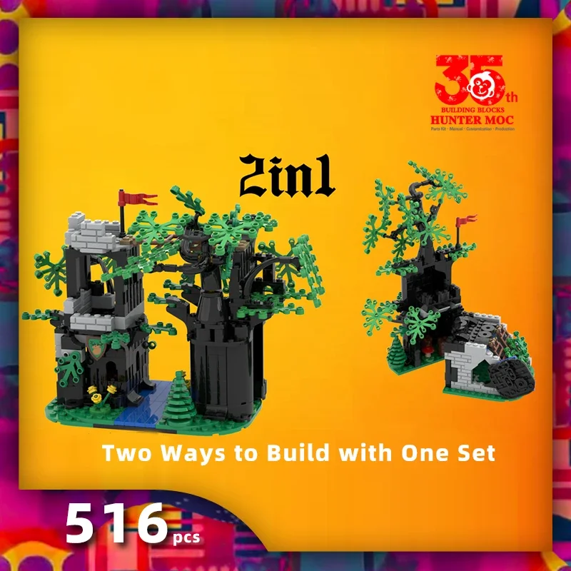 

htmoc MOC Mini Treehouses Forest House Building Block set Tree House Model Education Brick Toys for Children Birthday Gift