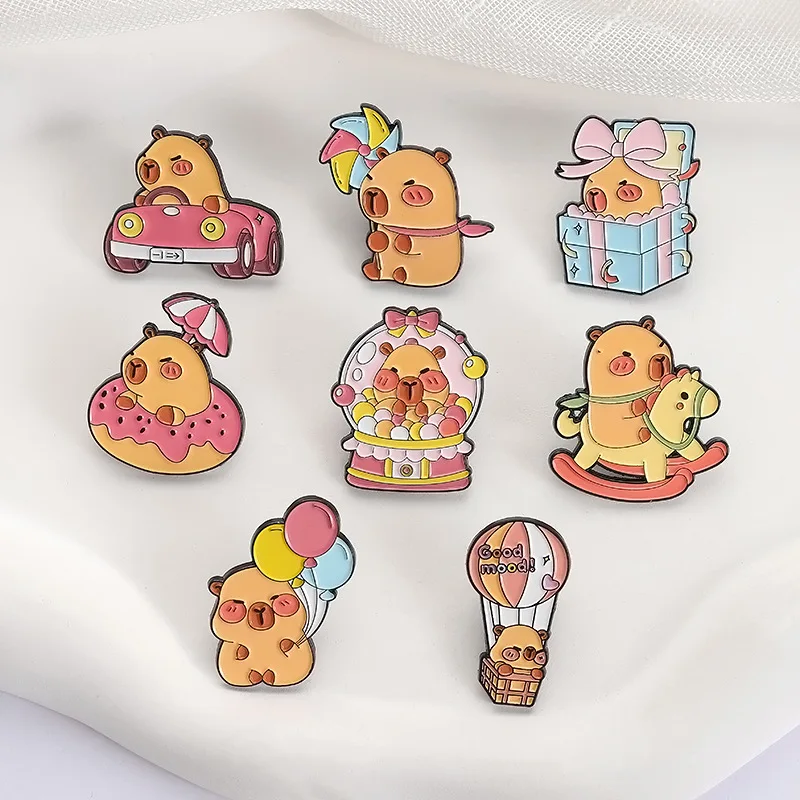 Creative Capybara Hippo Enamel Pins Cartoon Cute Hippopotamus Animal Brooch Lapel Badge Jewelry Accessories Gifts for Friends