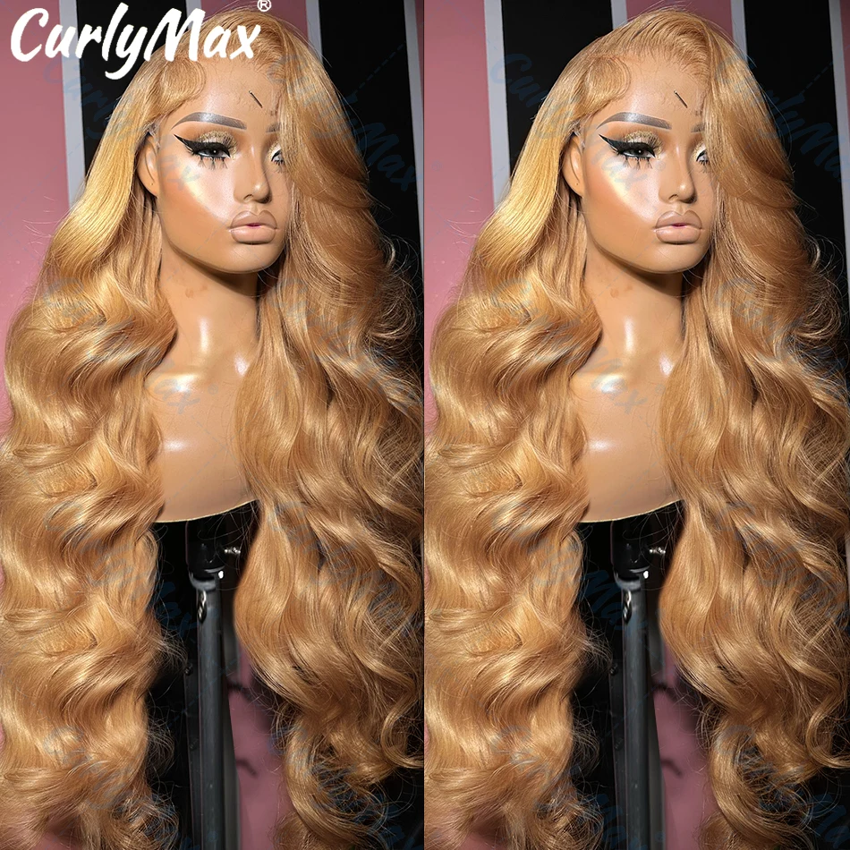 Brazilian 30 32 Inch #27 Honey Blond Body Wave 13x4 HD Transparent Lace Frontal 200% 13x6 Lace Front Human Hair Wigs For Women