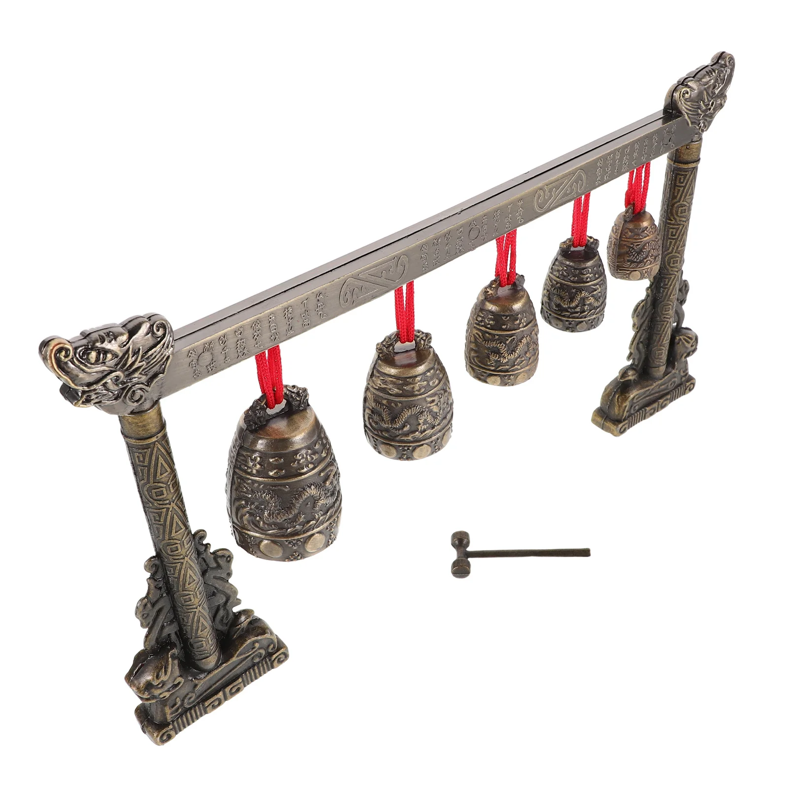 

7pcs Vintage Chime Instrument Single Layer 7 Bells Bronze Tone For Indoor Teaching Home Decor Retro Chinese Wind Bells