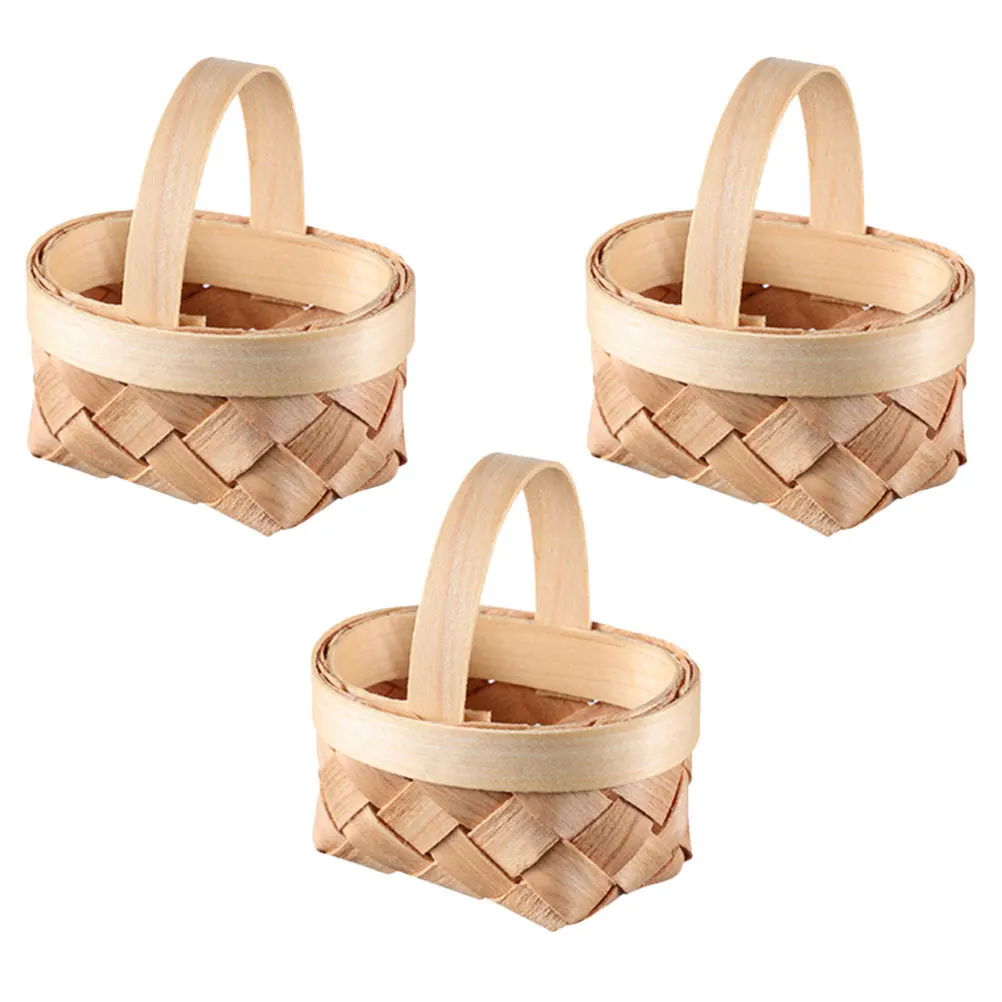 3pcs Mini Woven Small Candy Baskets Decorative Storage Baskets Handmade Portable Basket For Home Wedding Party Unique Rattan
