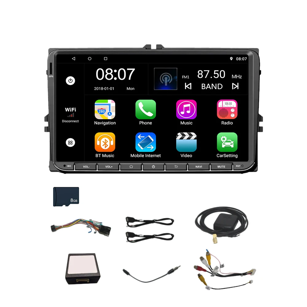 

9 Inch Android 8.0 Double 2Din Car Radio Gps Auto Radio 2 Din for Volkswagen/Passat/Golf/Skoda/Seat Wifi Bluetooth(with 8G