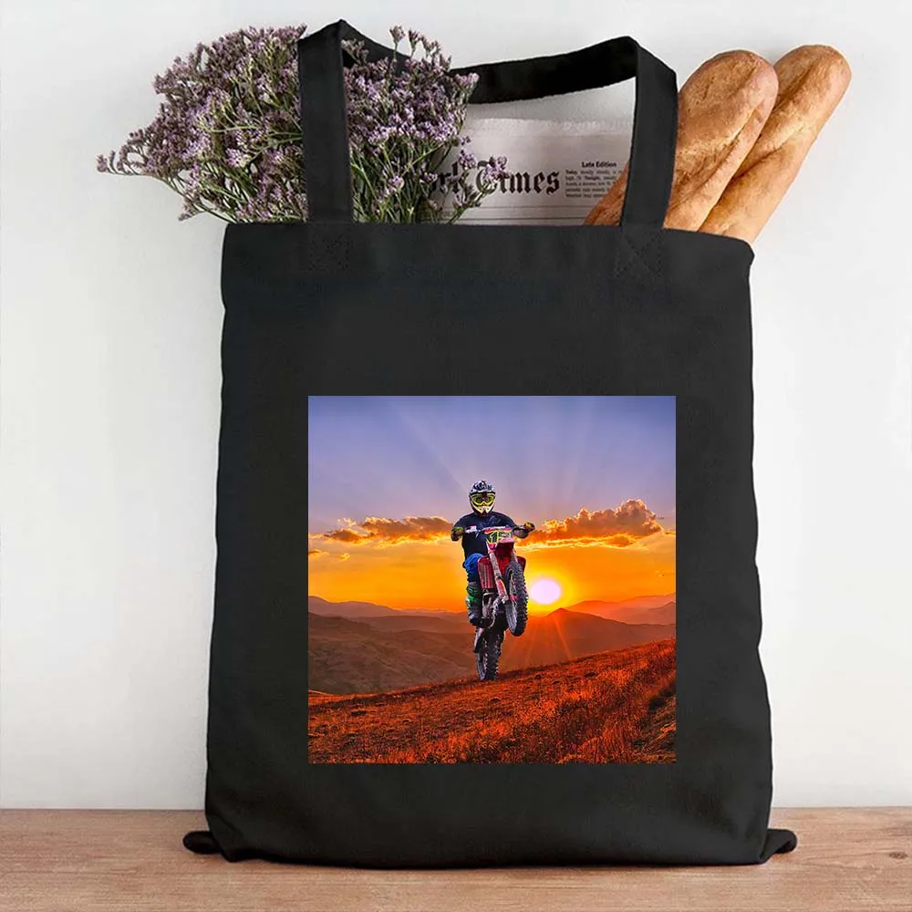 Moto Speed Drift Dust Helmet Racer Racing Sports motociclista Canvas Shoulder Shopper Totes Bags Shopping Handbags