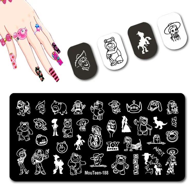 Mouteen Toy Story Nail Stamp Strawberry Bear Nail Stamping Plates Disney Bear Nail Stamp Templates for Nails #188