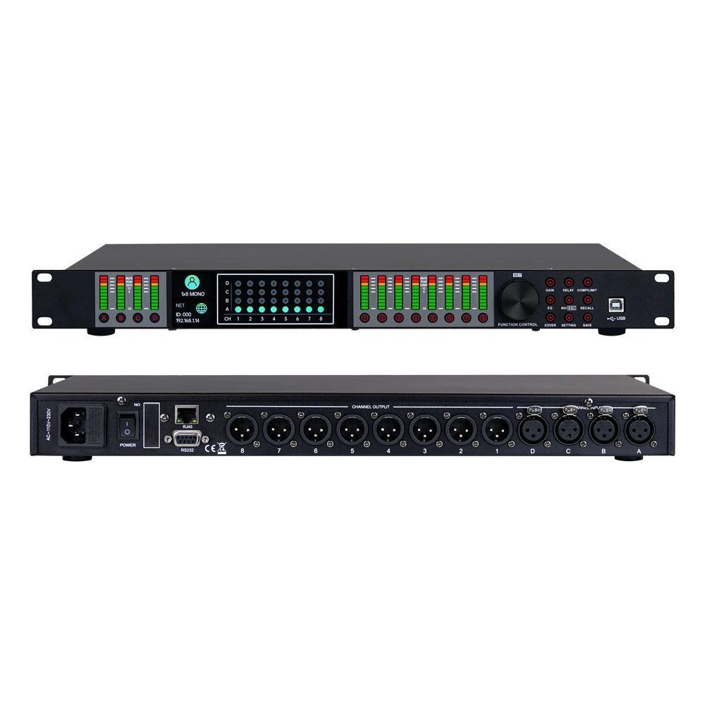 

Аудиопроцессор Dsp LD448 Профессиональная звуковая система Цифровой аудиопроцессор Кроссоверный динамик FIR 4 в 8 выходов