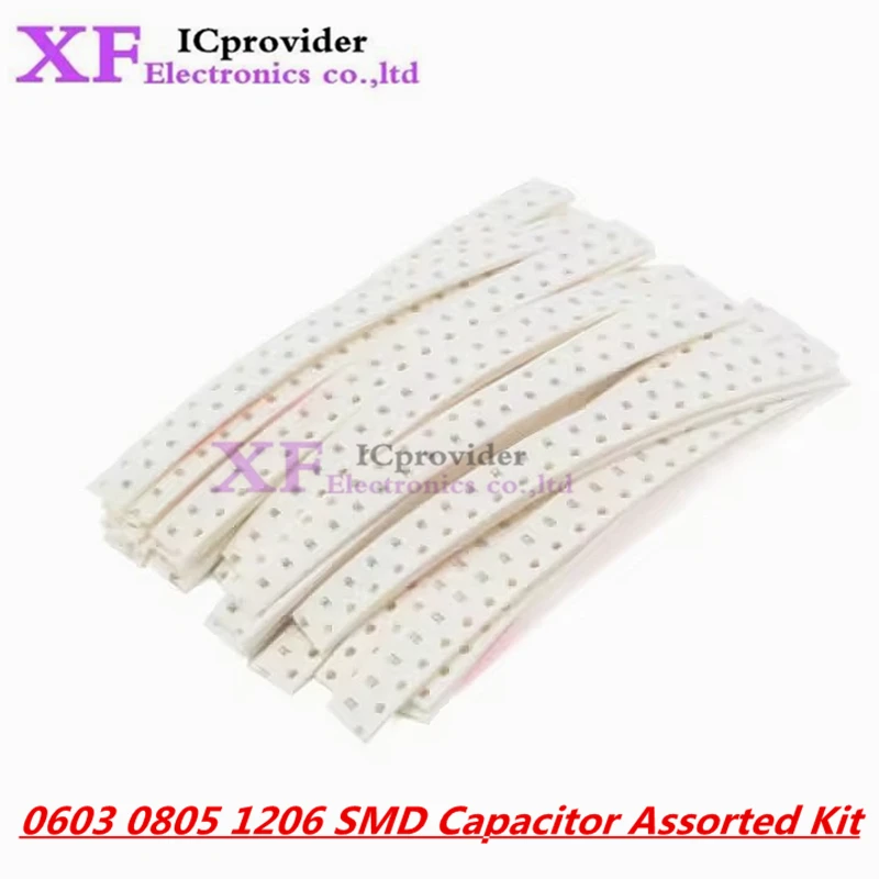 320PCS 720PCS 0603 0805 1206 SMD Capacitor Assorted Kit 16/36/50Values 1PF - 10UF Capacitance Set 100NF 0.1UF 1UF 2.2UF 4.7UF