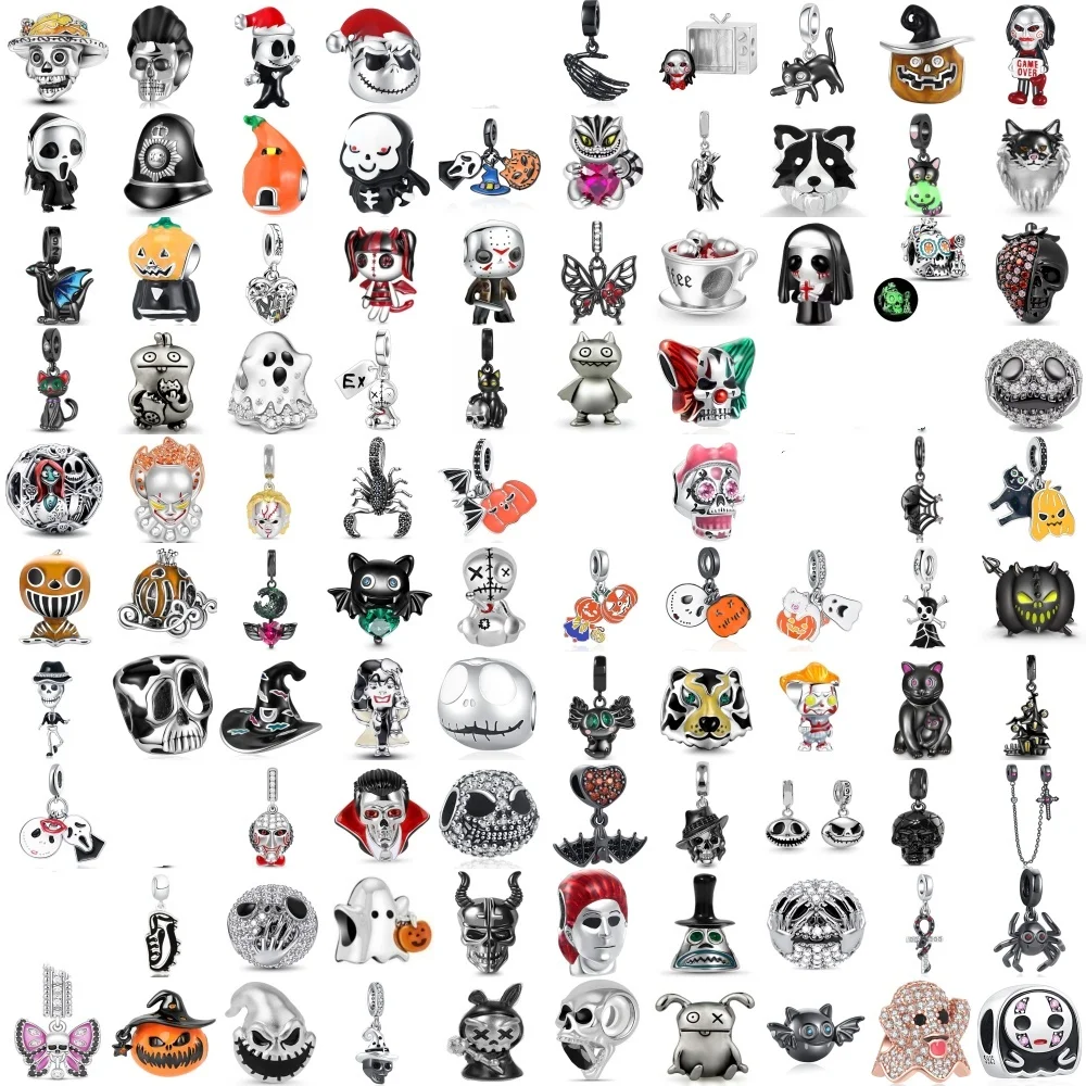 Hot SalesFunny 925Silver Europe Featured Series Charms Fit Original Bracelet Accessories DIY Jewelry Halloween Bead Pendant Gift