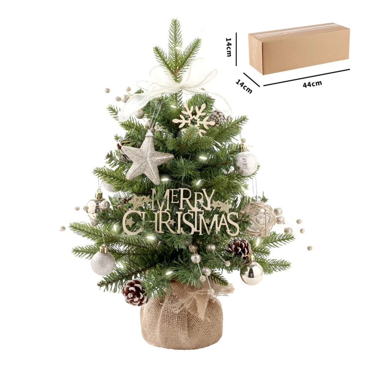 

19.6in Small Desktop Green Artificial Christmas Tree Xmas Rotating Musical Box Christmas Tree Decoration Ornaments