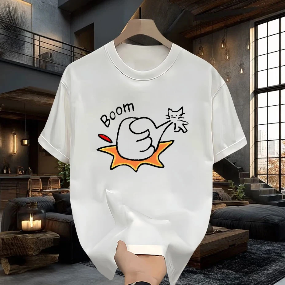 

Summer Trend Fun Printed Short Sleeve Mens and Womens Couples Loose Crew Neck Cotton Half Sleeve T-Shirt Top