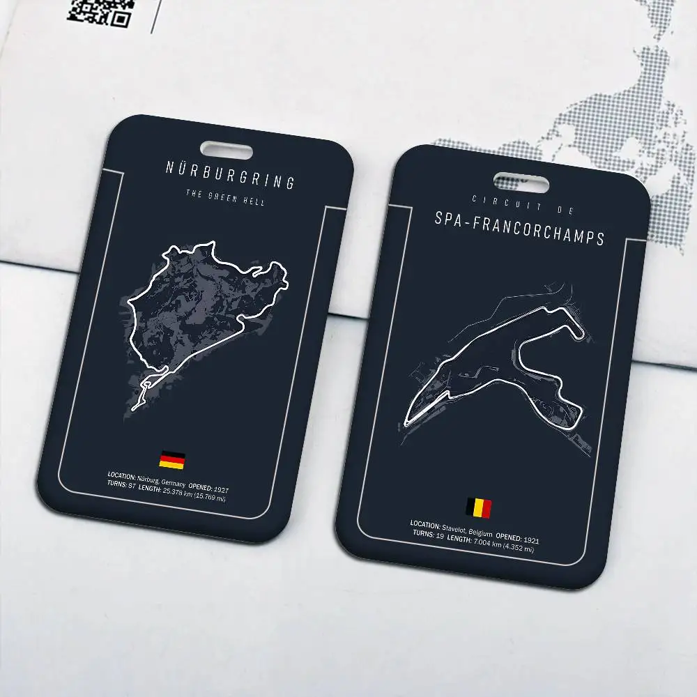 F1 Imola Monaco Track Circuit Unisex Card Cover Women Lanyard Work ID Card Holder Business Work Card ID Badge Holder Bags Case
