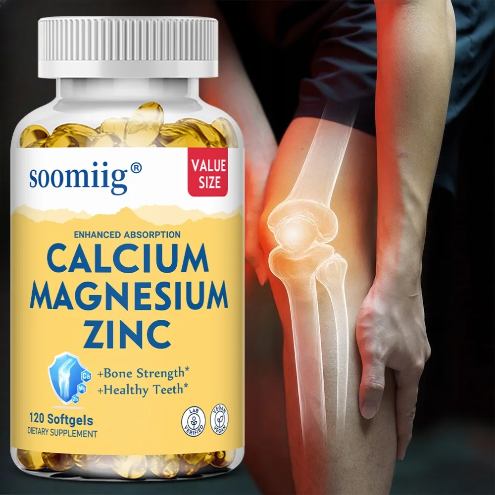 Natural Calcium Magnesium & Zinc - Supports Healthy Bones, Enhances Muscle and Nerve Function, Immune System Booster