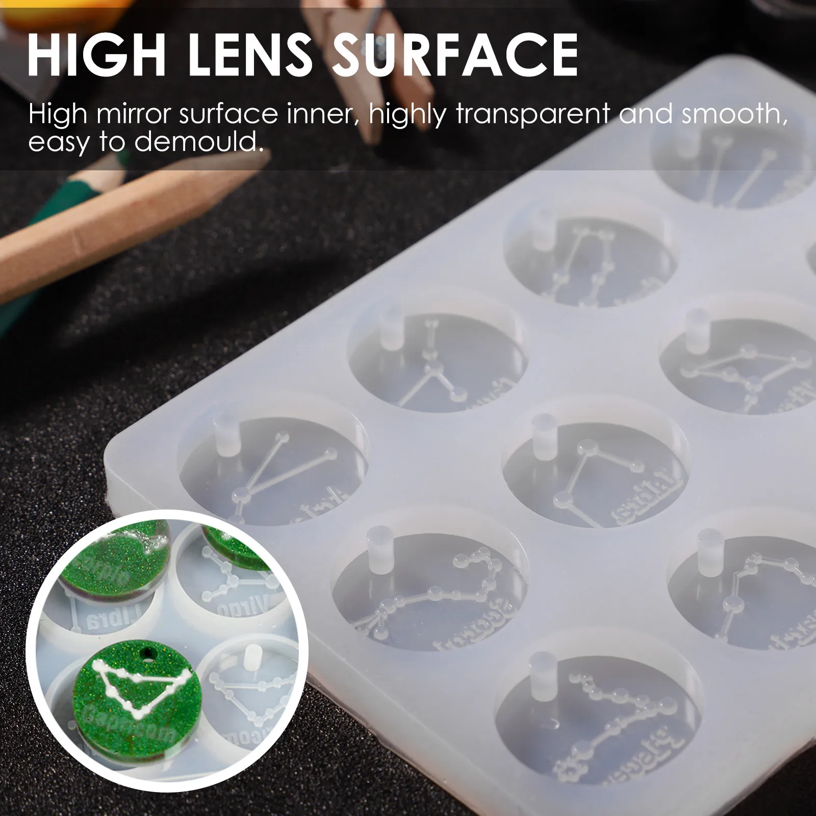 Resin Silicone Mold Epoxy Craft Casting Halloween Christmas New Year Pendant Mold Resin Mold 12-Piece
