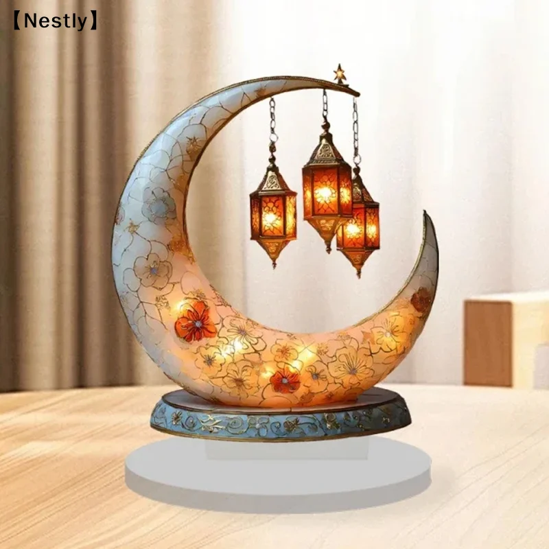 Ramadan Table Decoration Beautiful Eid Al-Fitr Decor Acrylic Moon Ornament Ramadan Countdown Ornament For〔Nest〕