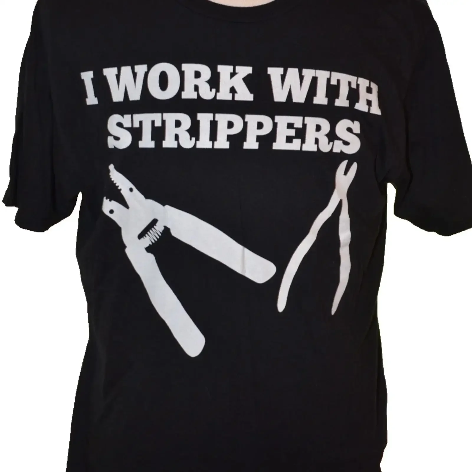 I Work With Strippers Funny Electrician T Shirt Large see measurements vintage Washed Casual Unisex Slightly Versatile graphic