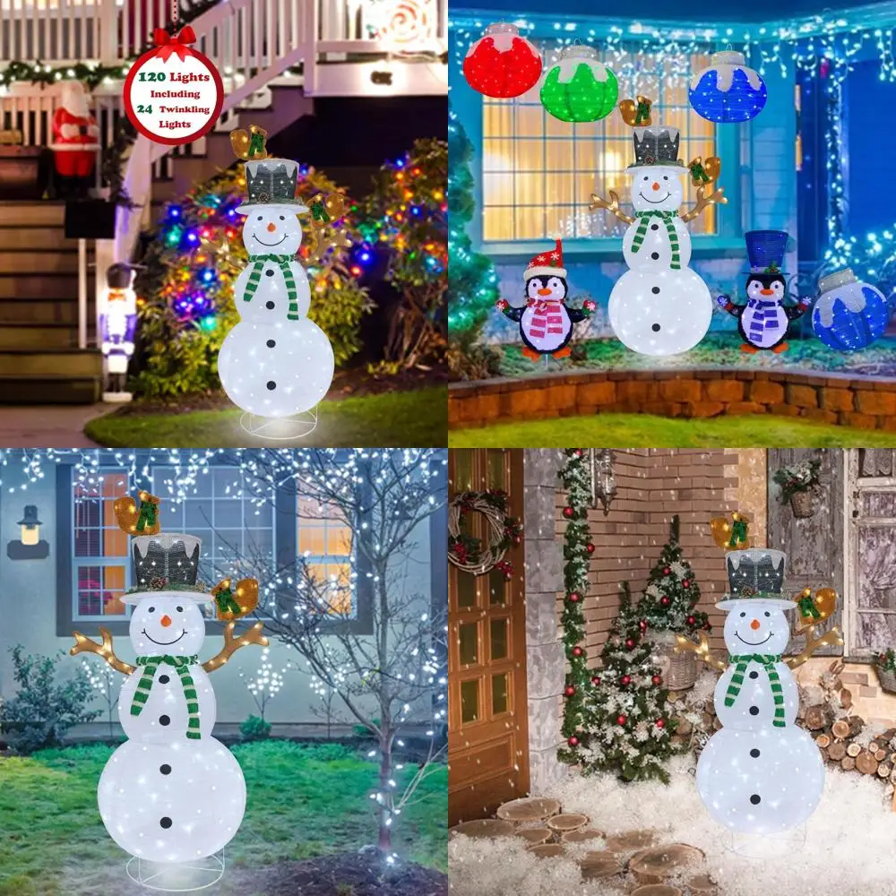 

Illuminated Snowman Outdoor Christmas Decor with 120 LEDs, Collapsible Design for Easy Storage, Perfect for Balcony, Porch, and