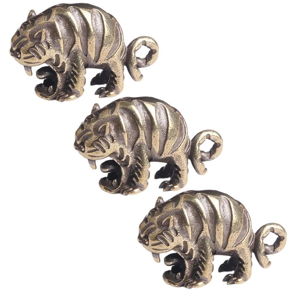

3pcs Charms Vintage Pendants Accessories Small Craft Hanging Diy Pendant Shaped Keychain Tiger Pendant Key Ring Animal Charm