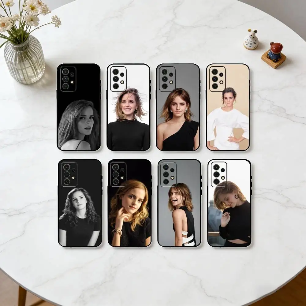 

E-Emma Watson Actress Portrait Phone Case Black Silicone Soft For Samsung S25,S24,S21,S22,S23,S30,Ultra,S20,Plus,Fe,Lite