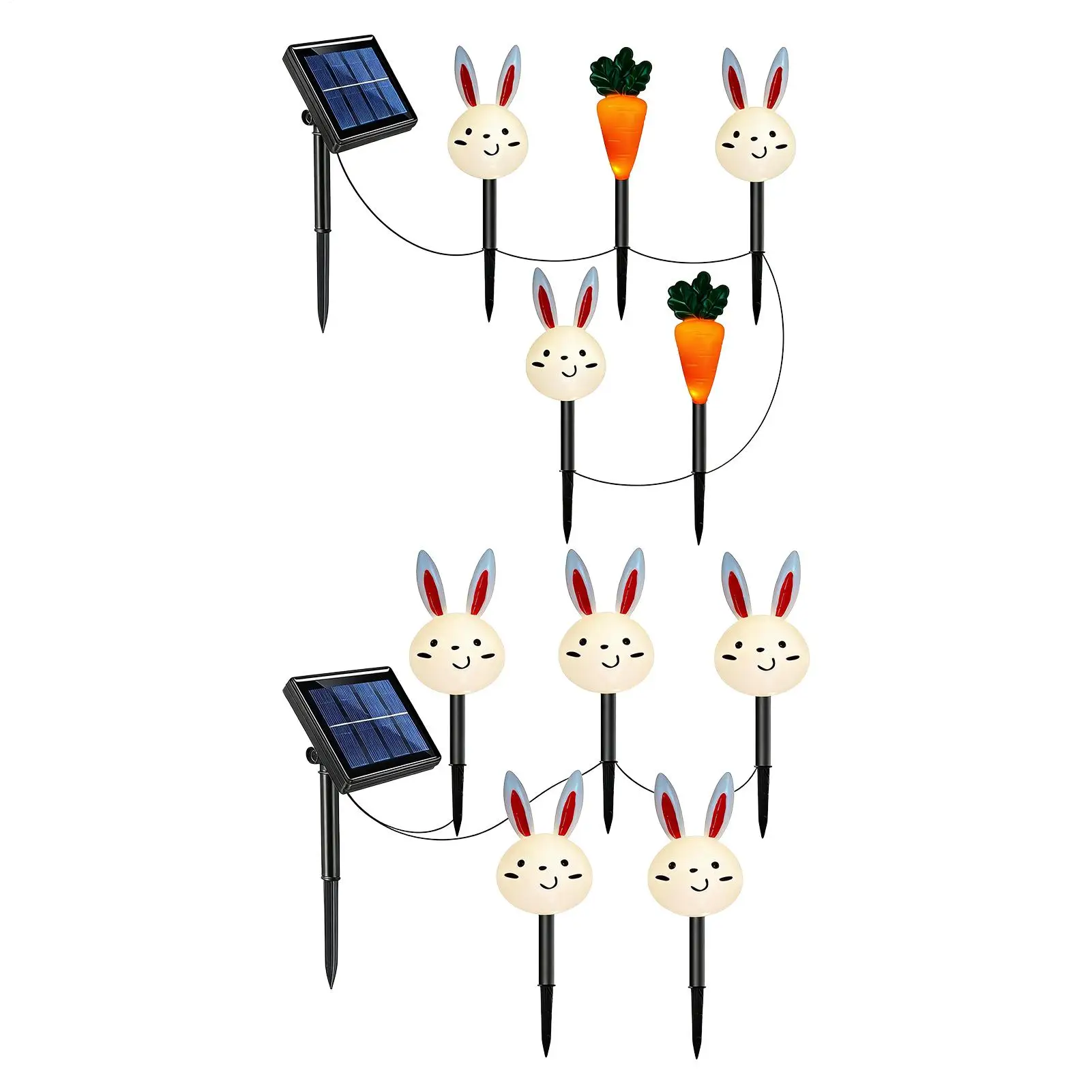 イースターソーラーライト屋外用イースターバニーキャロット防水ガーデン照明通路ステークライト、庭、ヤード、パティオ、ポーチ、芝生用