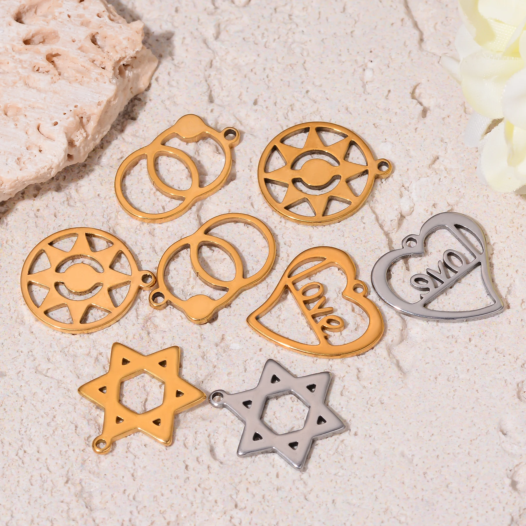 20 Stück/Set Schmetterling Herz David Stern Engel Familie Anhänger Edelstahl Charms Schmuckherstellung DIY Handgemachtes Handwerk Großhandel – Detail 6