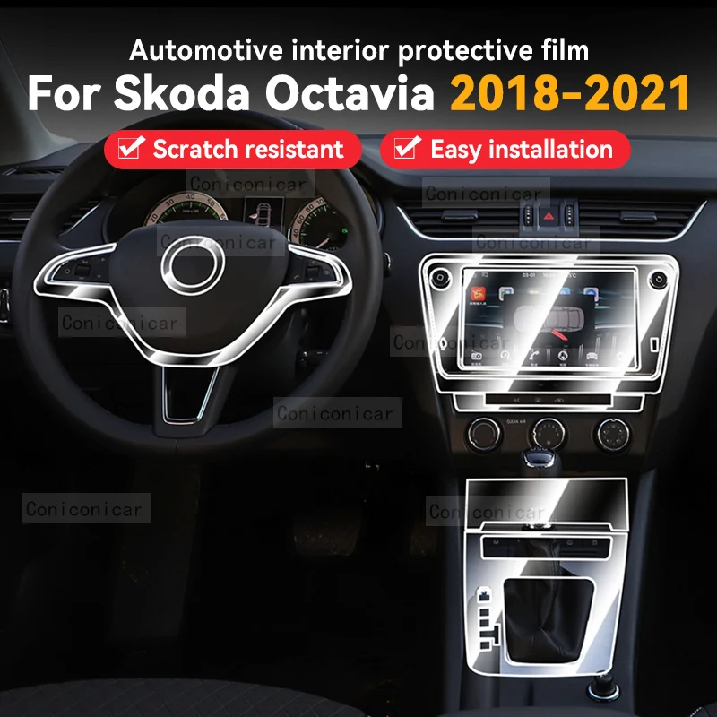 

For SKODA Octavia A7 2018-2021 Car Gearbox Panel Film Dashboard Screen Protective Sticker Interior Anti-Scratch Film Accessories