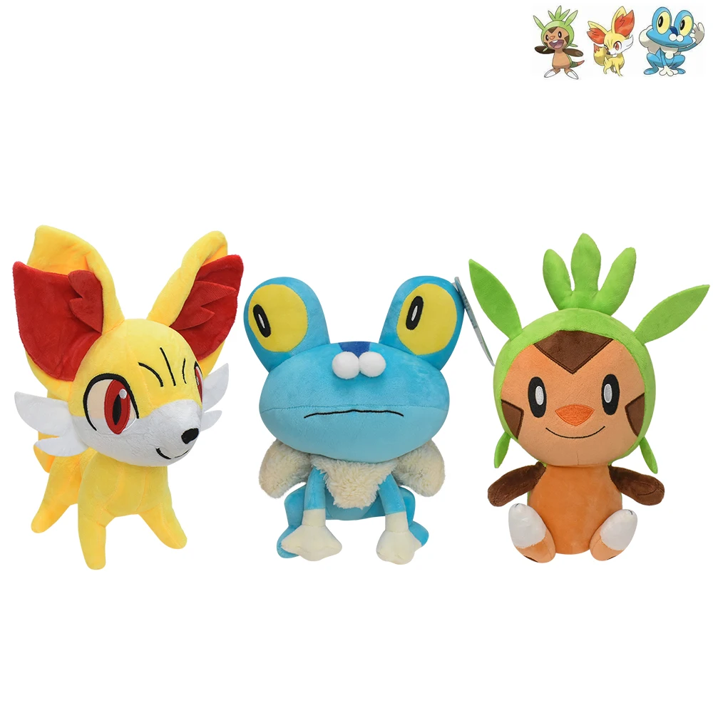 Pokemon Froakie Chespin Fennekin Plush Toy Pocket Monsters Fox Frog Stuffed Animal Soft Peluche Doll Funny Cute Birthday Present