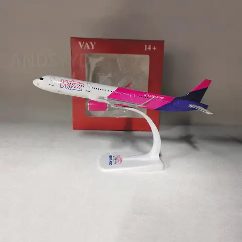 20cm Wizz Air For Airbus A321 1/200 Diecast Aircraft Prebuilded Model Plane Kits To Build Toy Airplane For Children Collections