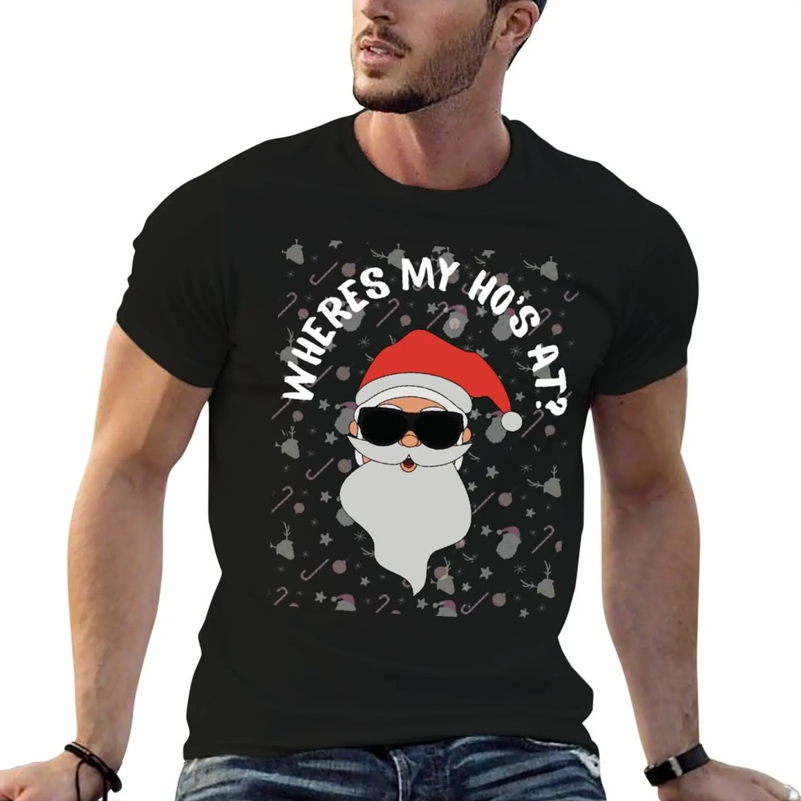 

Wheres my Hos at Santa design T-Shirt cotton t shirt pack t shirt men 100% cotton luxury brand man graphic t shirt T-Shirt