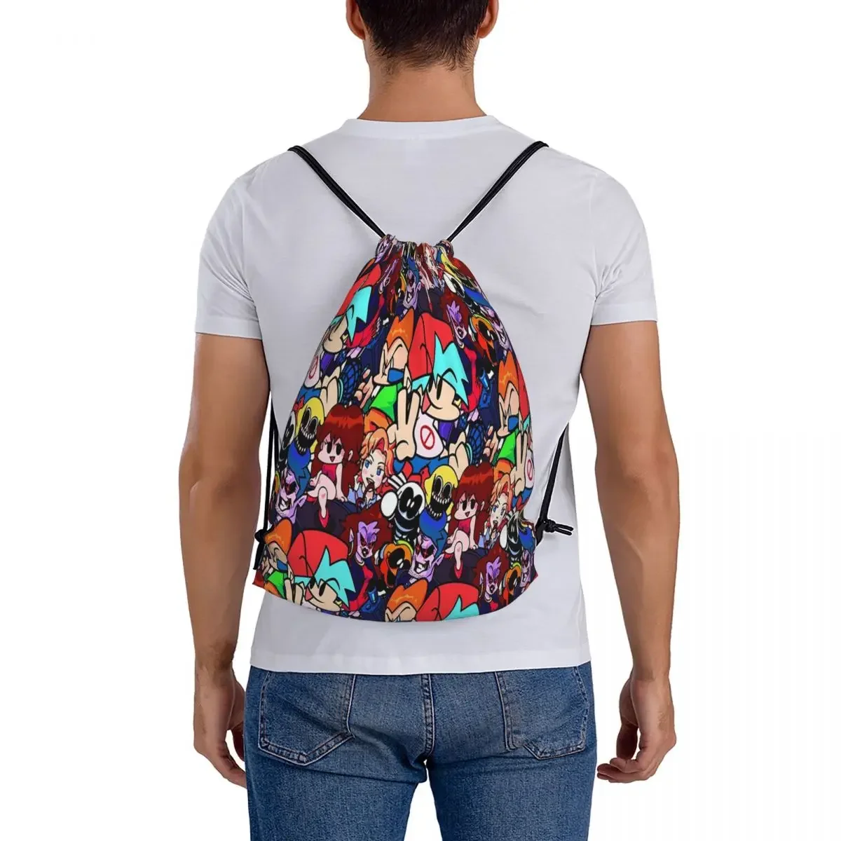 Mochila portátil con cordón Funkin Collage Friday Night para hombre y mujer, bolsa deportiva con cordón, bolsa de libros para estudiantes