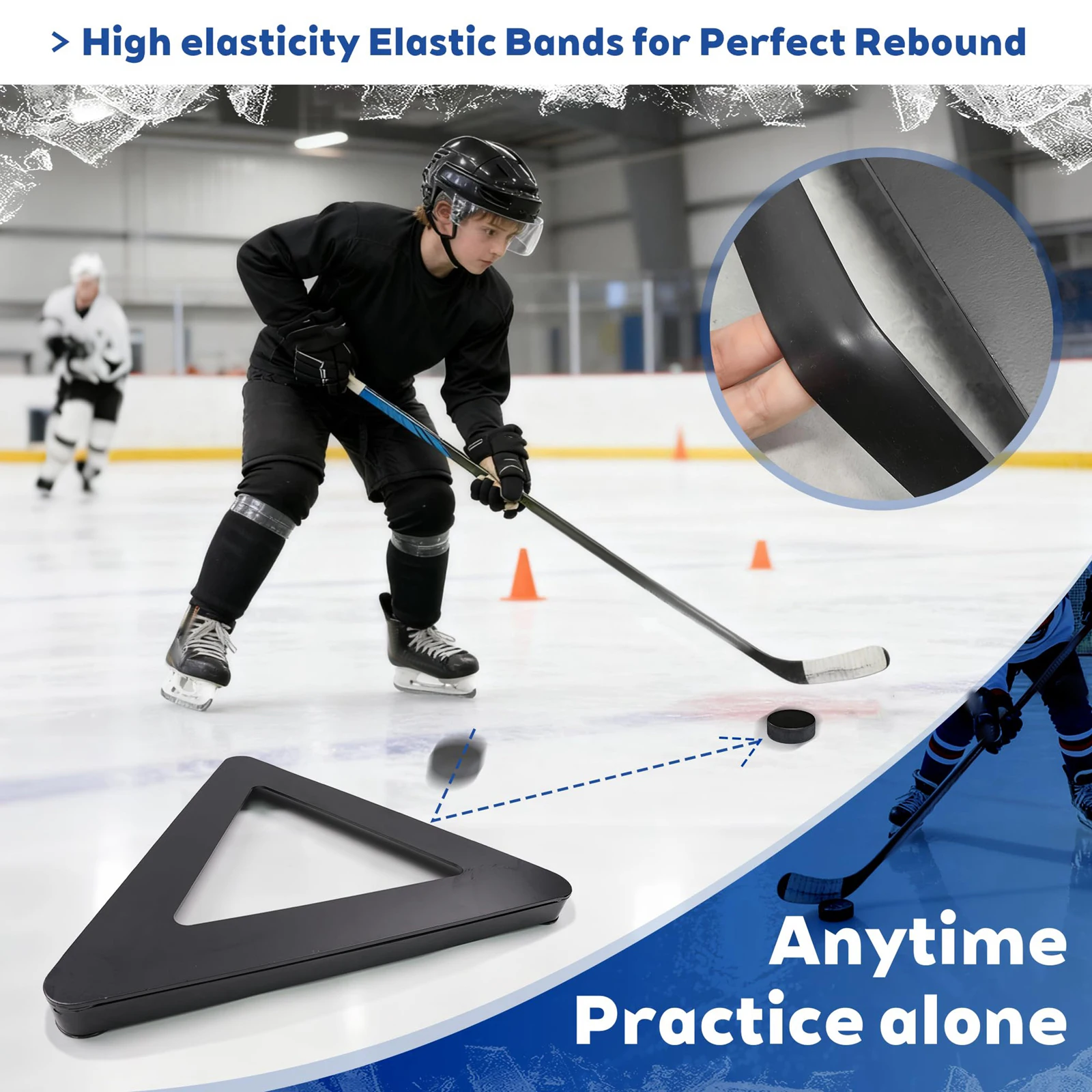 

26-дюймовый треугольный отскокатель для хоккея, легкий, официальный, с усиленной стальной рамой, для тренировок по хоккею на льду