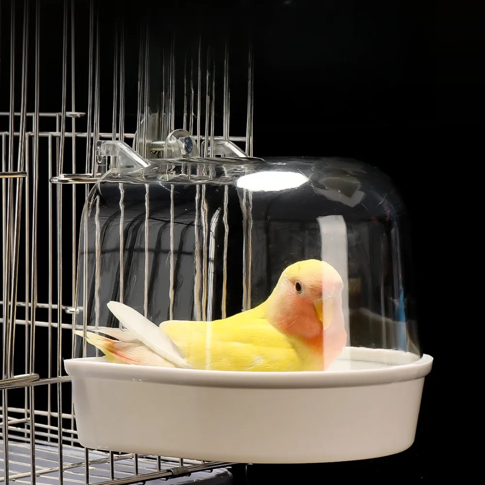 Hanging Bird Bath Cube Parrots Bathtub Bath Shower Box Cage Accessory for Little Bird Canary Budgerigar Cockatiel Lovebird Boxes