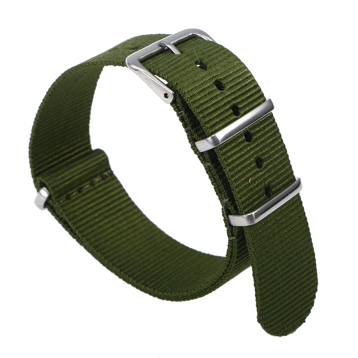 Nylon Watch Band 20Mm Replacement Woven Strap Heavy Duty Breathable Non Irritating Soft Fabric Army Green