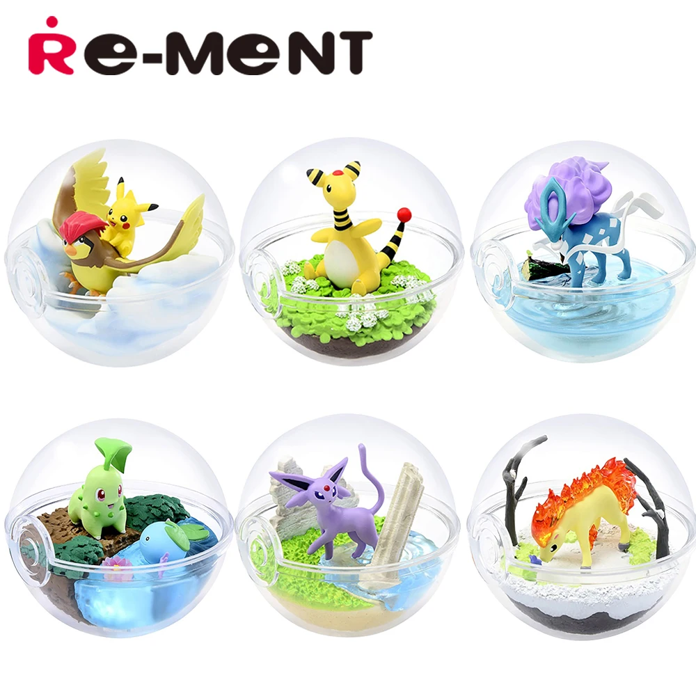 

Stocked Original Re-Ment Pokemon Terrarium Collection 5 Pikachu Pidgeotto Ponyta Collectible Model Toys Figures Birthday Gifts