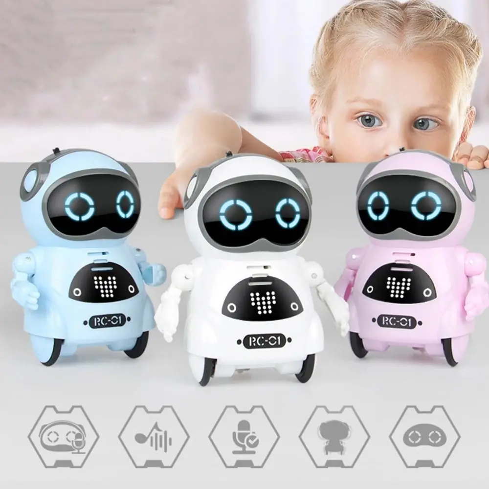 

Voice Recognition Pocket Robot Smart Robot Singing Dancing Talking Interactive Robot LED Lights Telling Story Mini Robot Toy