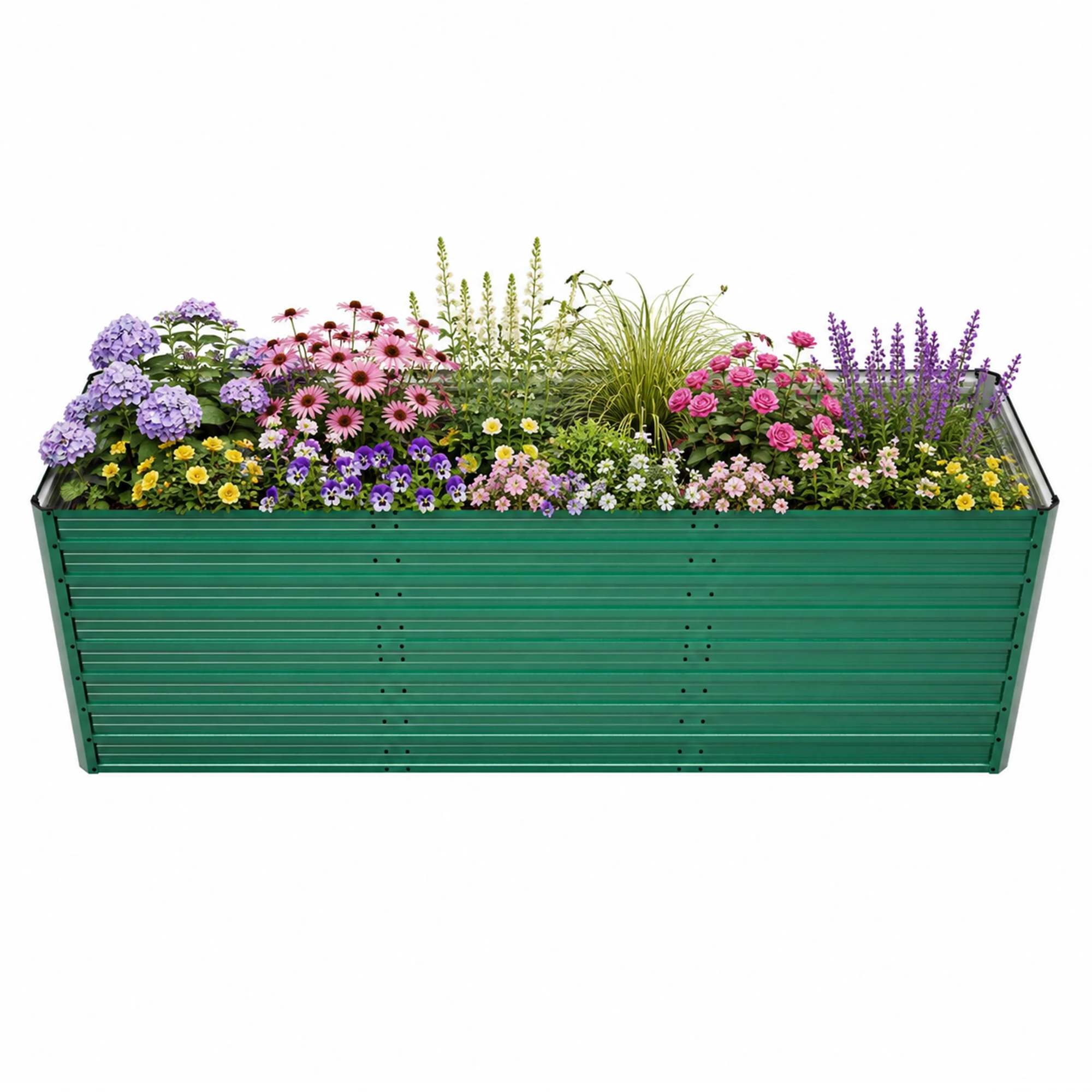 Raised Garden Bed 93.7 by 31.5 by 32.3 in Rustproof Steel Vegetable and Flower Box Easy Set 8 Support Bars Drain No Bending Patio