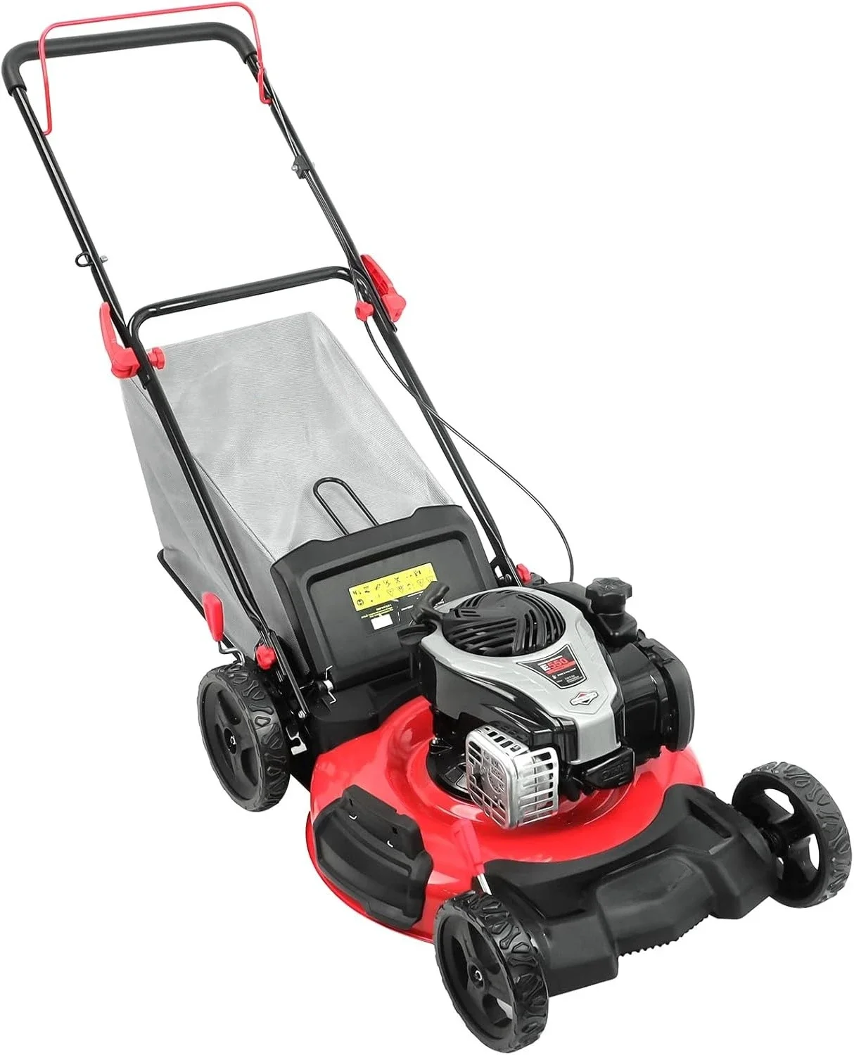 

Gas Lawn Mower 21-inch with 140cc Briggs and Stratton E550 Engine, 3-in-1 Push Mower with Mulch, Bagger, Side-Discharge