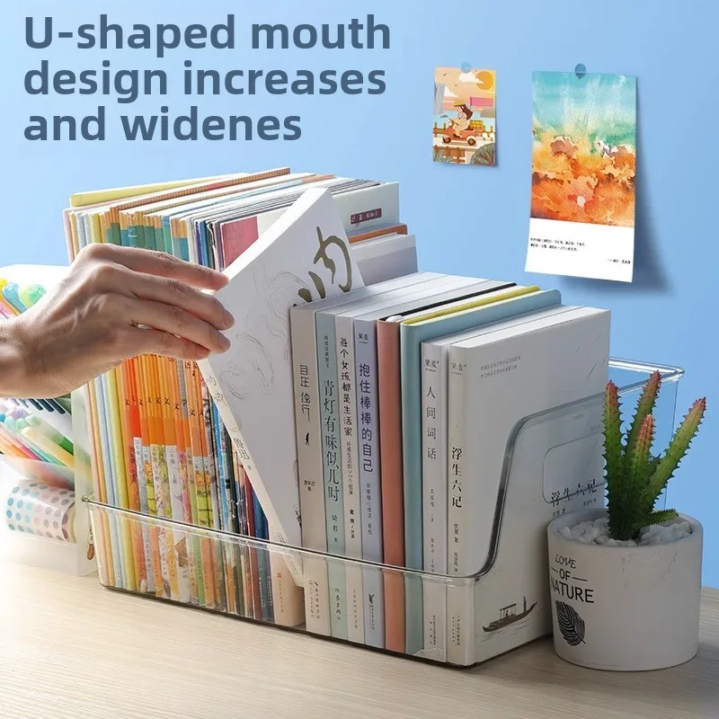 Acrylic Transparent Bookshelf Large Capacity Thickened Bookstand Desktop Book Storage Box Reading Stand Primary School Students