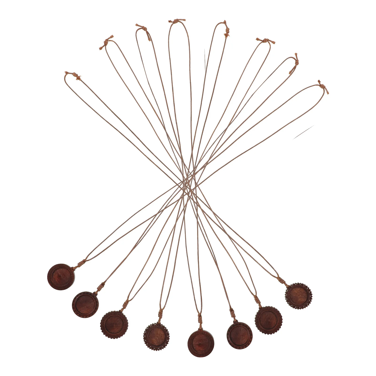 

8pcs Wood Bezel Blank Tray Base Round Adjustable Chain For Diy Jewelry Making Craft Vintage Pendant Charms Flower Pendant Empty