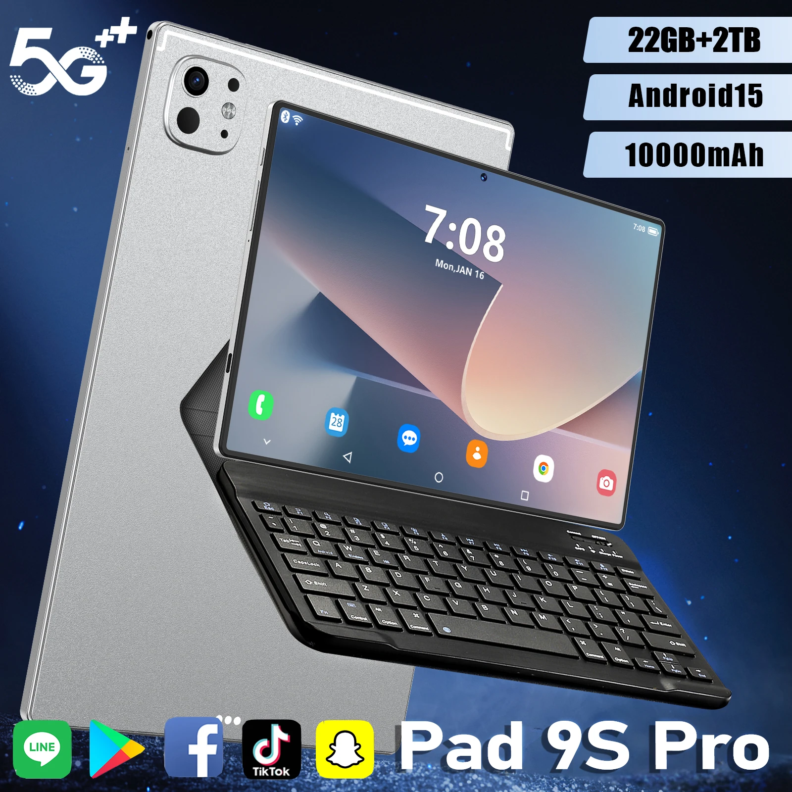 2025 Original Pad 9S Pro Tablets Android 15 22GB+2TB 10.1 inch Tablet PC Snapdragon888 Global Version 5G Dual SIM Card 10000mAh