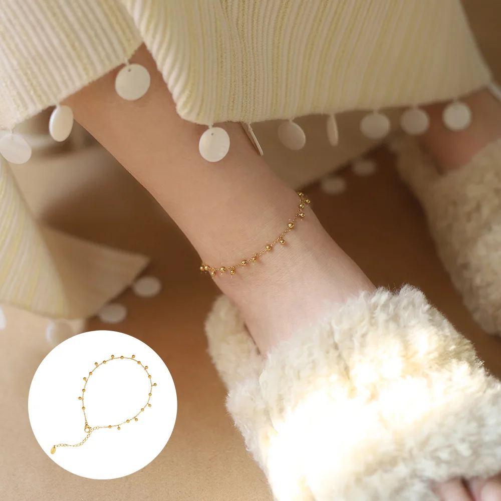 Fashionable Simple Metal Ball Ankle Chain Stainless Steel Anti Allergic Jewelry